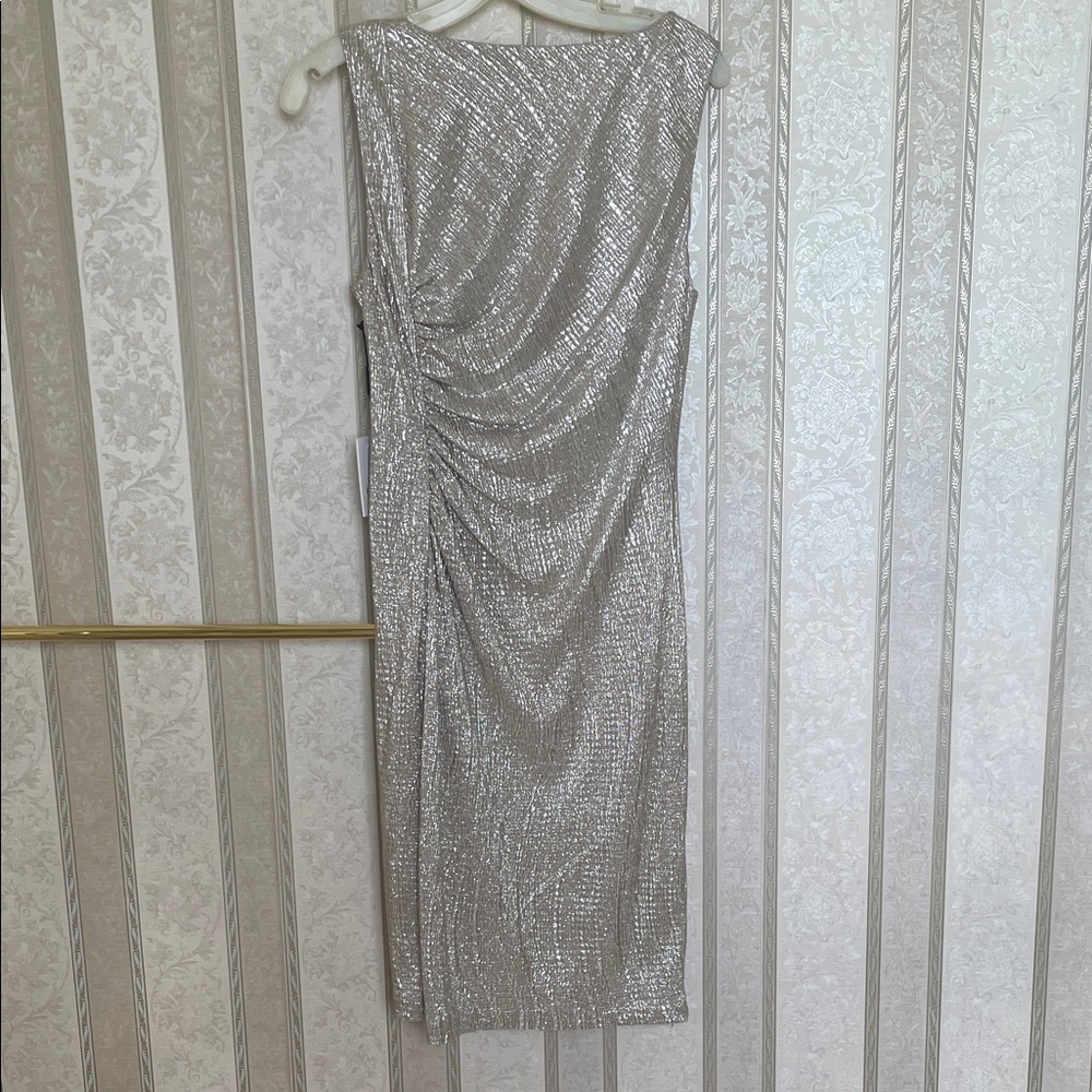 Calvin Klein Shimmering Silver Midi Dress